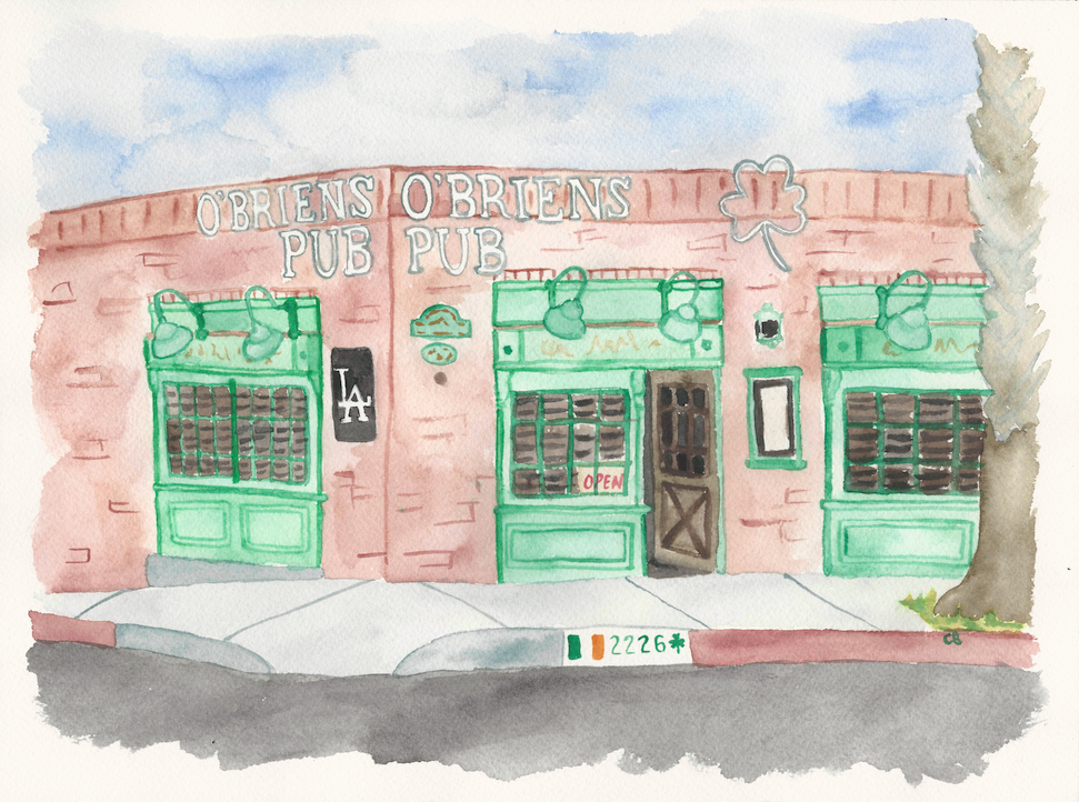 O'Briens Pub in Santa Monica - Illustration by Casey Barber/Good Food Stories LLC