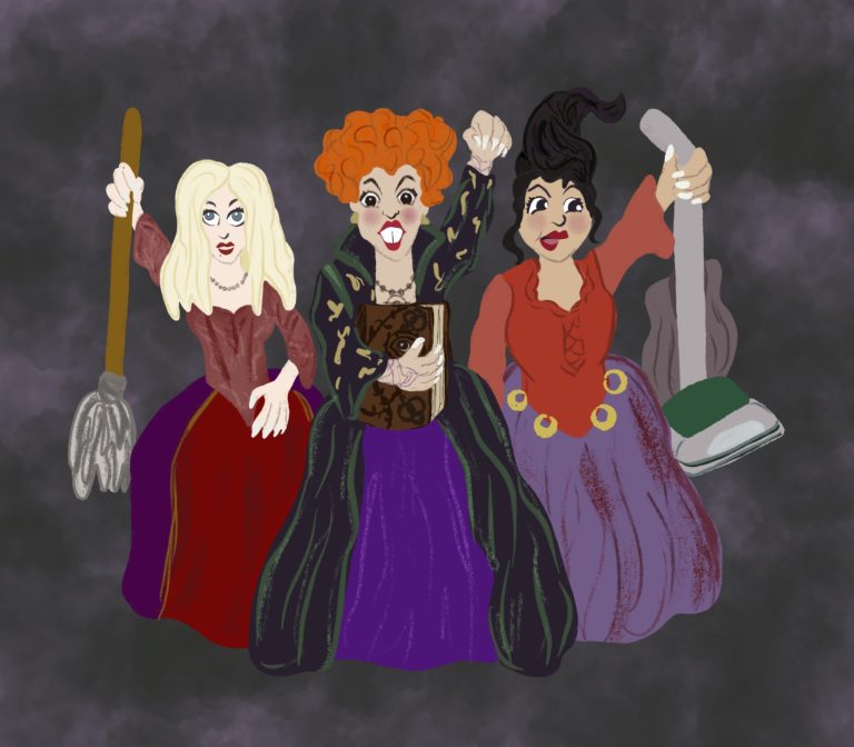 illustration of the Sanderson sisters from Hocus Pocus