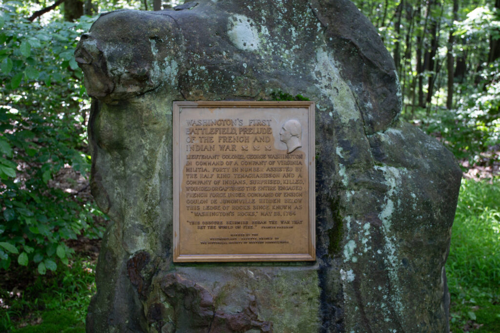 plaque at Jumonville Glen near Pittsburgh, PA