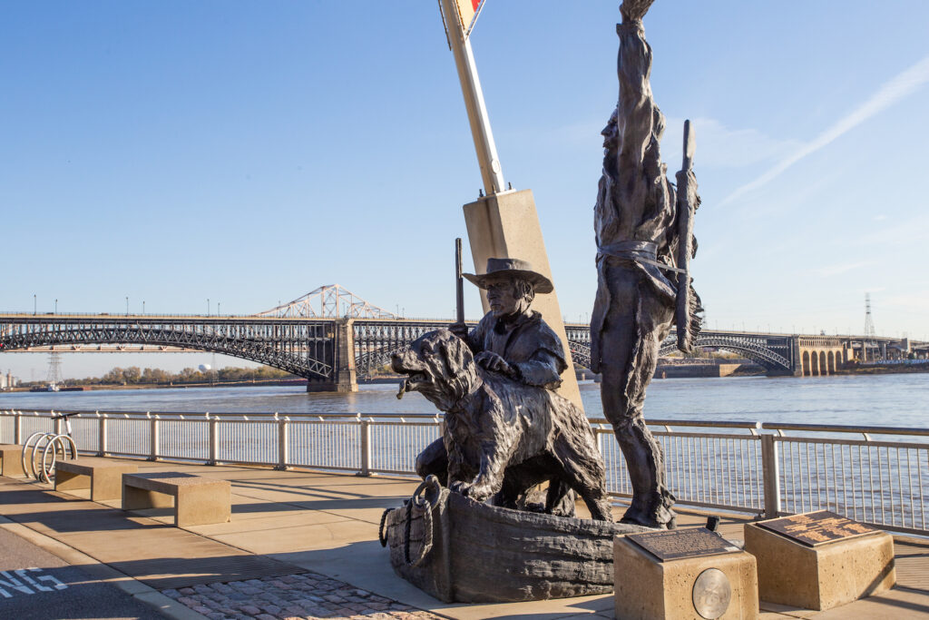 Lewis and Clark statue at Gateway Arch National Park