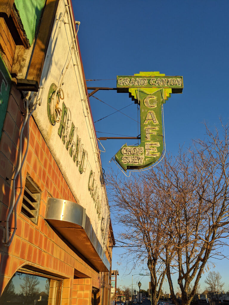Grand Canyon Cafe sign in Flagstaff, Arizona