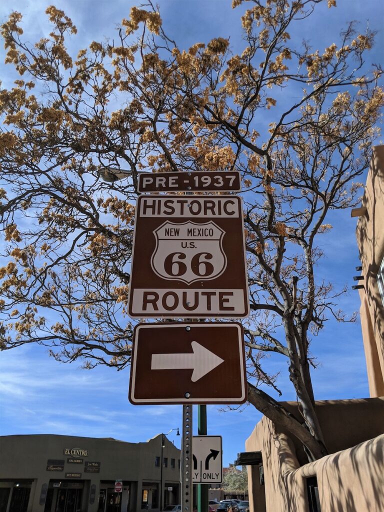 Route 66 sign in downtown Santa Fe