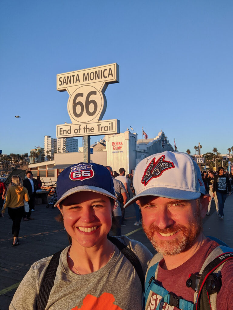 Route 66 sign at the Santa Monica pier