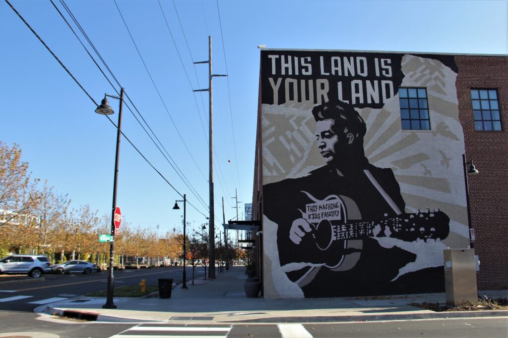 Woody Guthrie Center mural in Tulsa, Oklahoma