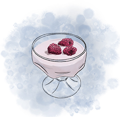 watercolor illustration of panna cotta