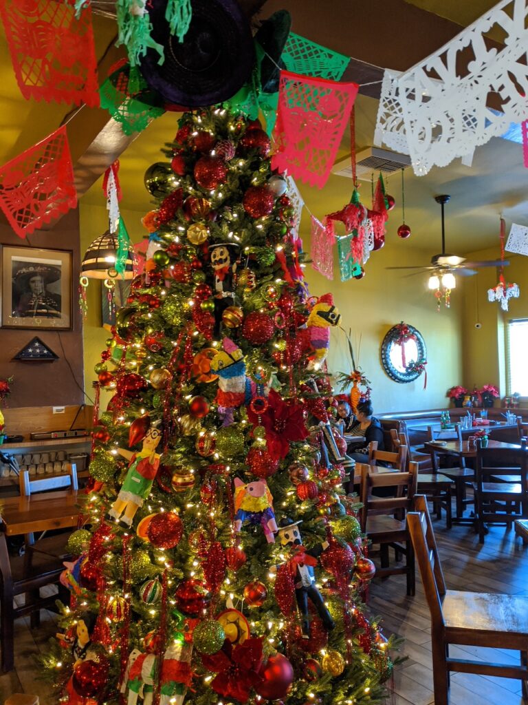 Christmas tree at Mitla Cafe in San Bernardino, CA