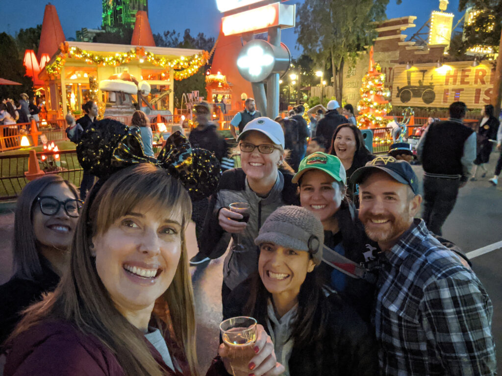 group selfie shot at Radiator Springs in Disneyland