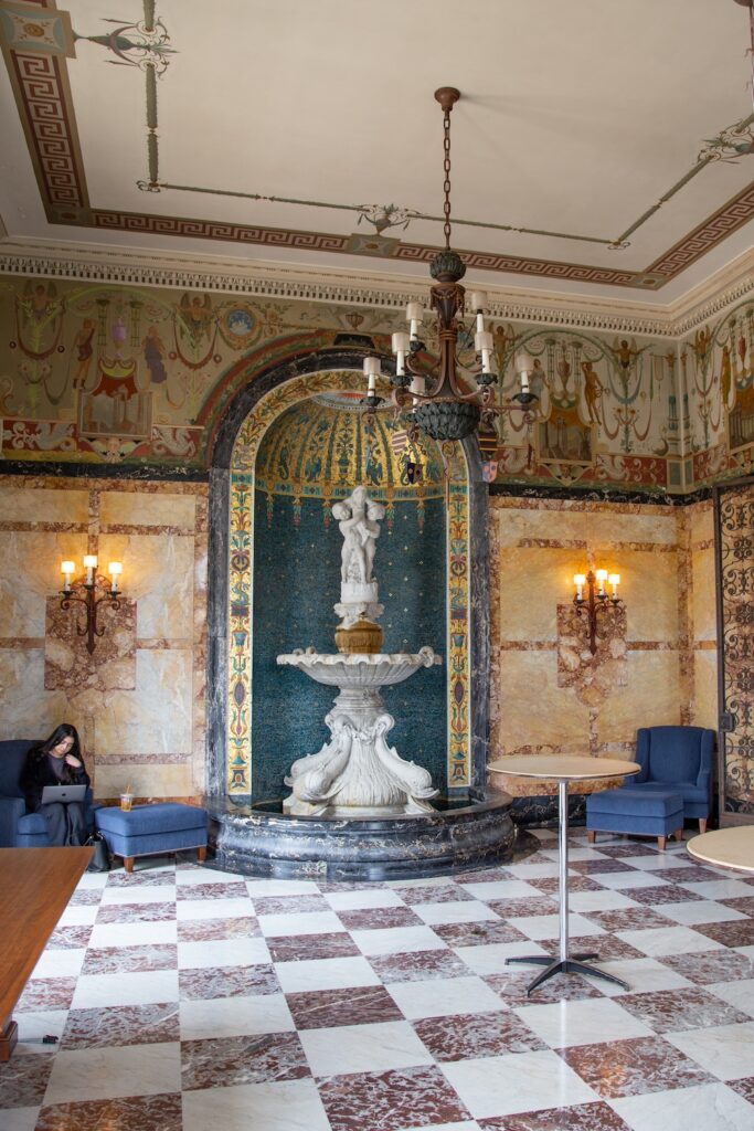 Pompeii room fountain at the Great Hall at Shadow Lawn, Monmouth University