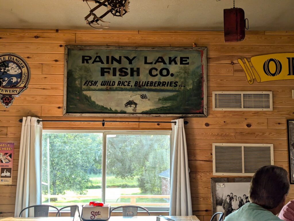 posters and signs at The Dam Supper Club in Orr, MN