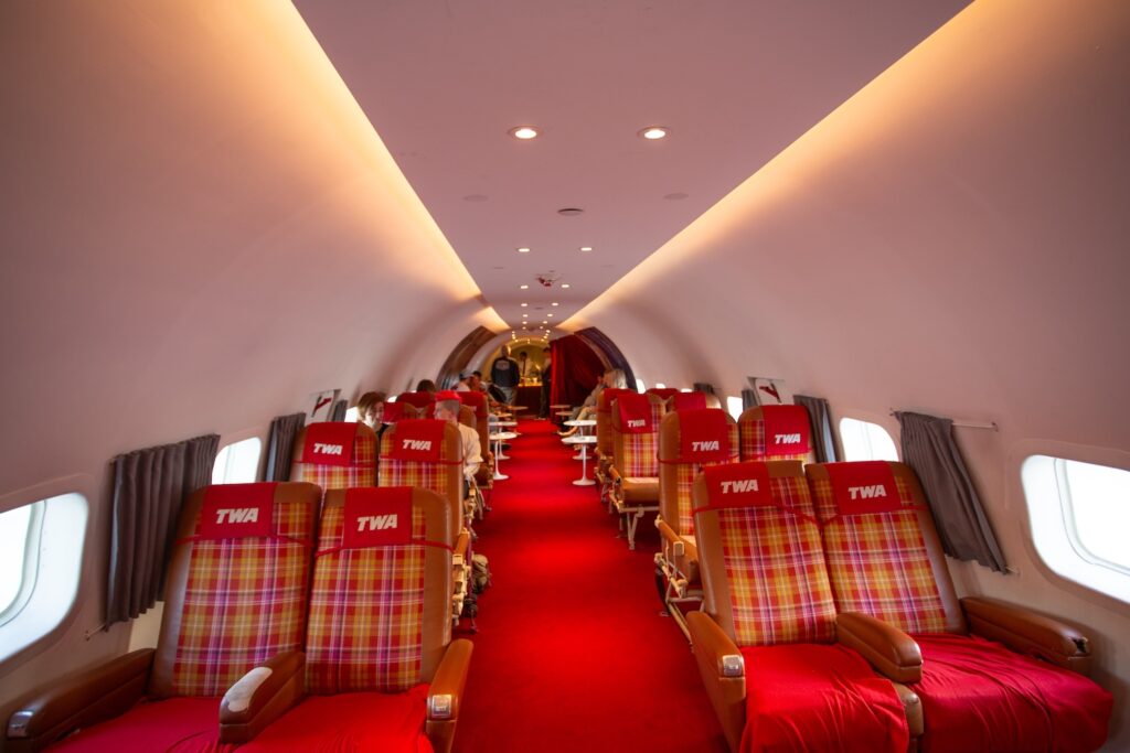 inside the Connie jet at the TWA Hotel