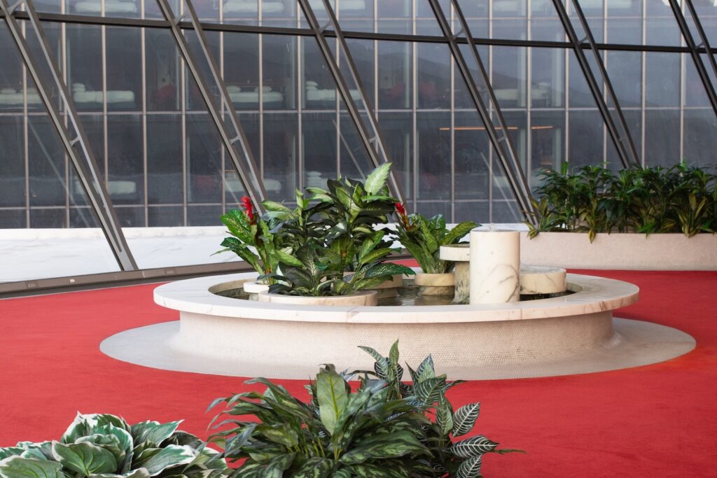 marble planters and fountains at the TWA Flight Center