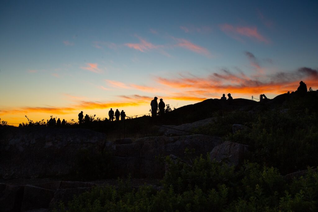 Cadillac Mountain sunrise silhouettes on the mountain