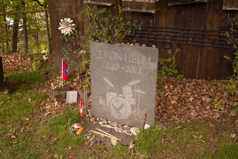 grave marker of Levon Helm in Woodstock, NY