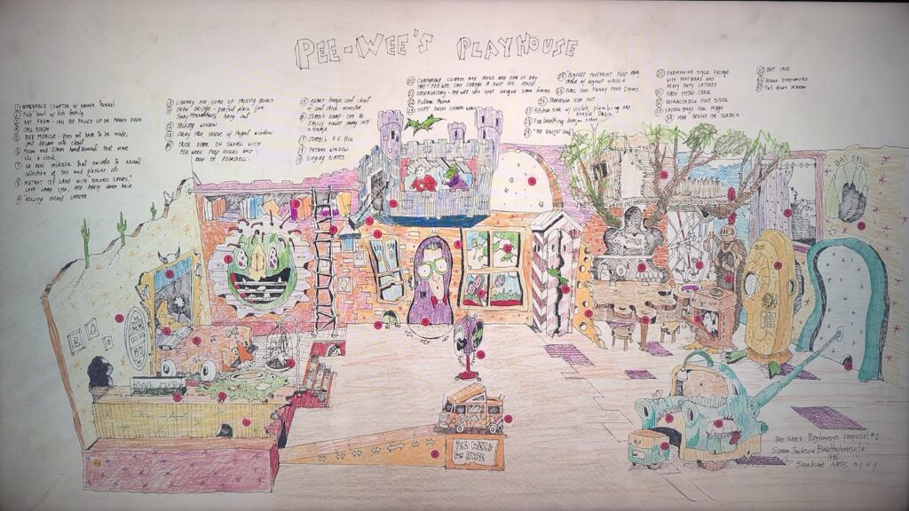 original set design drawing for Pee-wee's Playhouse
