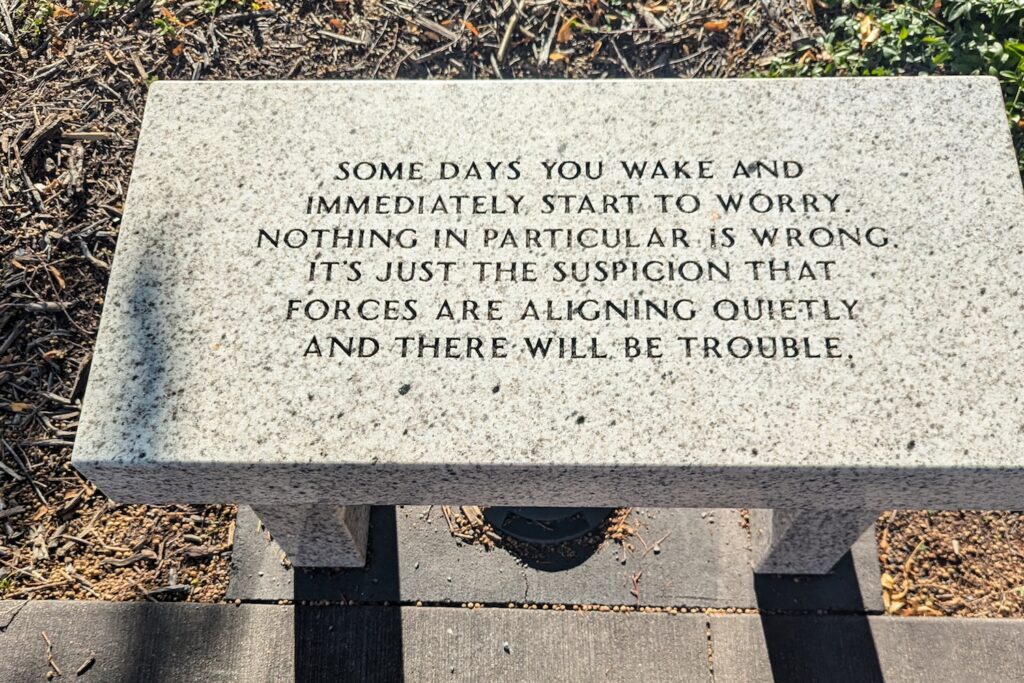 Jenny Holzer’s Living series benches at the Minneapolis Sculpture Garden