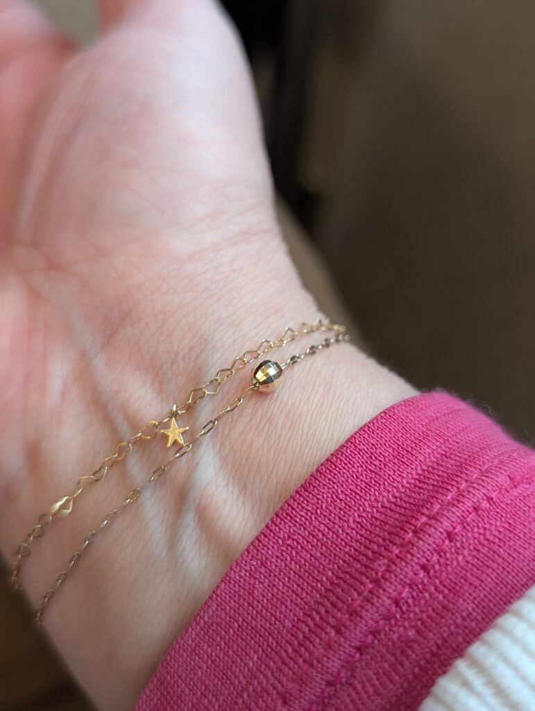 bracelets with disco ball and star charms
