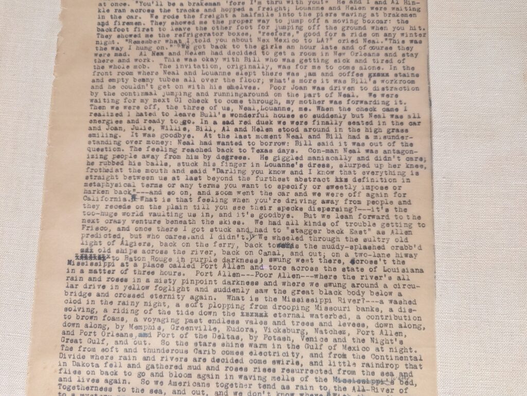 detail of the On the Road scroll manuscript by Jack Kerouac